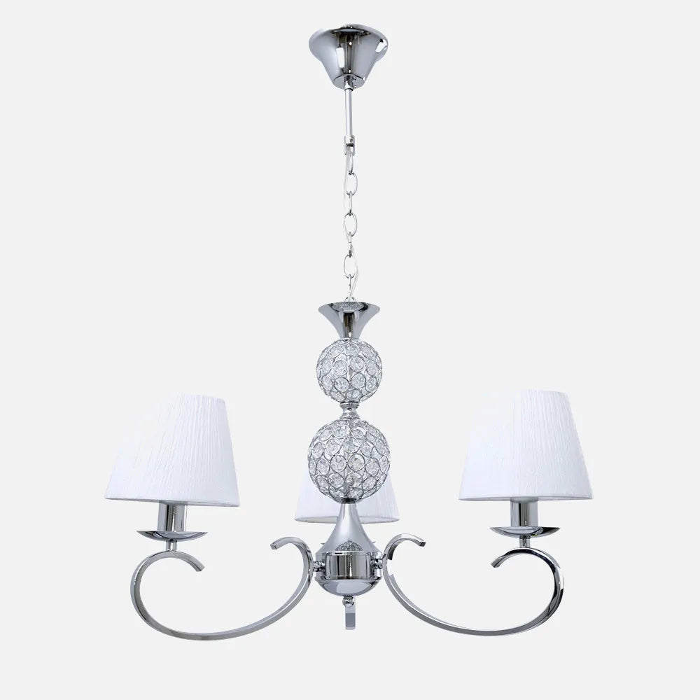 Lampara Ordoñez 3xe14 Cromo Pantalla Blanca Regx60x60 Cm