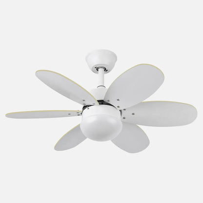 Ventilador de techo Dc Alves 2 bombillas E27 Blanco Con 6 Aspas Reversibles Blanco/haya 41x85 diámetro Control Remoto Y Temporizador