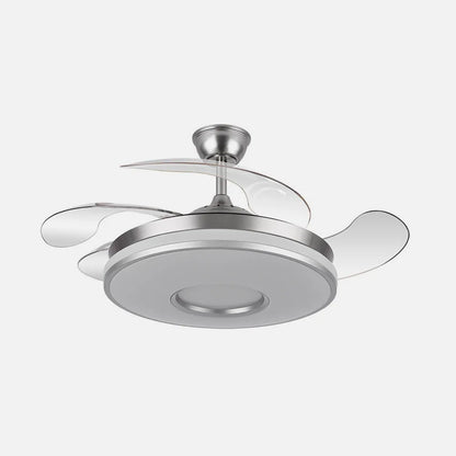 Ventilador de techo retráctil Dani 59w 6980lm Níquel 4 Aspas Desplegables 6 Velocidades 106d 3000-4200-6500k Remoto, Regulación de Intensidad, Memoria Y Temporizador