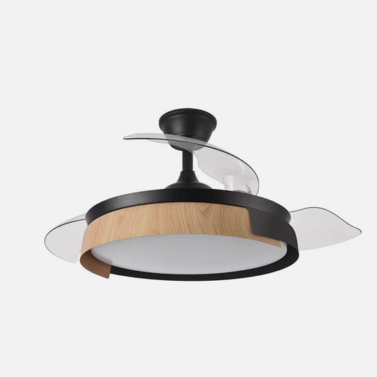 Ventilador de techo retráctil DC Provenza 72w 7200lm Negro/haya 3 aspas desplegables, 107 diámetro 3 colores, Remoto, Temporizador, Memoria