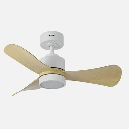 Ventilador de techo DC Zepelin 18w 1900lm Blanco/haya 3 aspas 91 de diámetro 3000-4000-6500k Control Remoto, memoria Y Temporizador