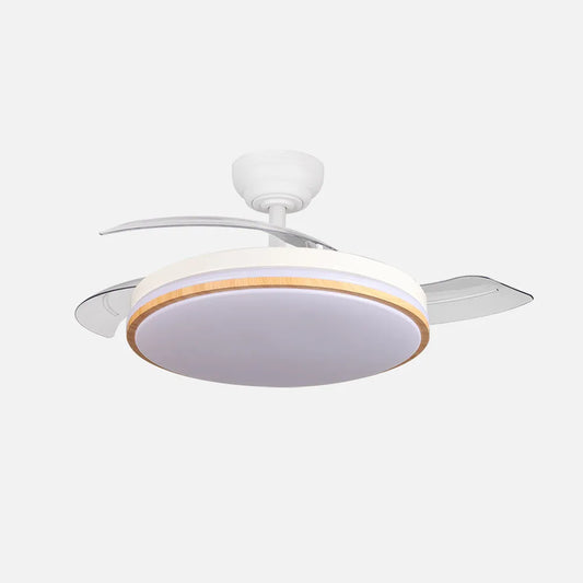 Ventilador DC Relámpago 60w Blanco/haya 3 aspas 107d 6980 Lm 36x48/107cm 3colores remoto+memoria+temporizador+regulación de intensidad