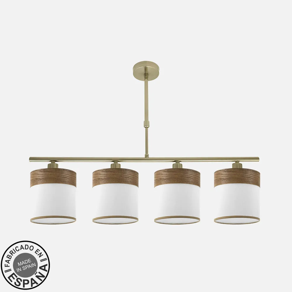 Lampara de techo Cloe 4xe14 Cuero/blanca-madera Oscura Regulable x75x14 cm