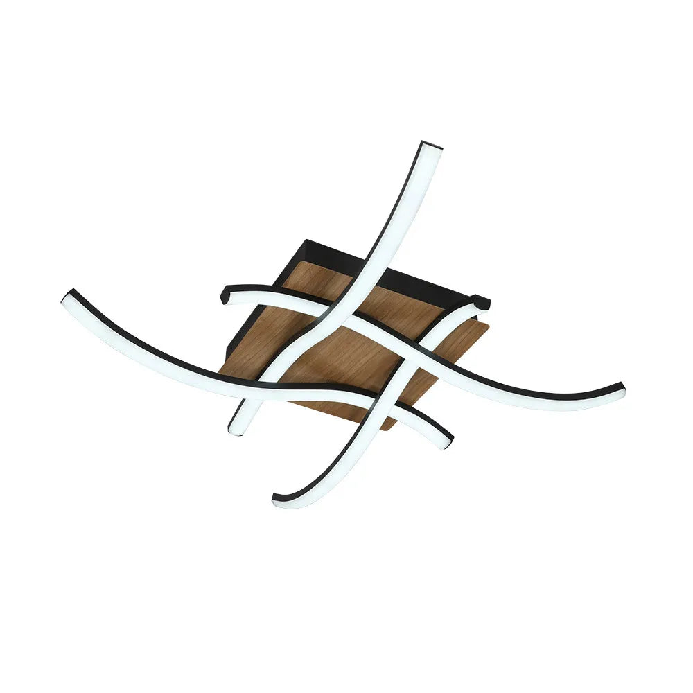 Lámpara Plafón Murray 80w 3000-4000-6500k Negro/madera 8800lm Control remoto, memoria Y Regulación de intensidad 10,5x62,5x62,5cm