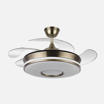 Ventilador de techo retráctil DC Dani 59w 6980lm Cuero 4 aspas 6 velocidades 91d 3000-4000-6000k Remoto+regulación de intensidad+memoria+temporizador
