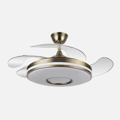 Ventilador de techo retráctil Dani 59w 6980lm Cuero 4 Aspas Desplegables 106d 3000-4200-6500k Remoto, Regulación de Intensidad, Memoria Y Temporizador 24