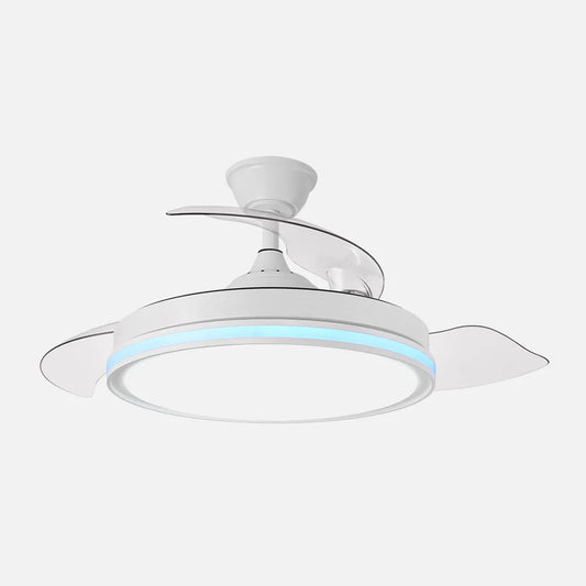 Ventilador de techo retráctil DC 59+7w Cacique Blanco 3 aspas 107d 6980lúmenes 3000-4500-6500k + colores rgb, control remoto, memoria, temporizador.