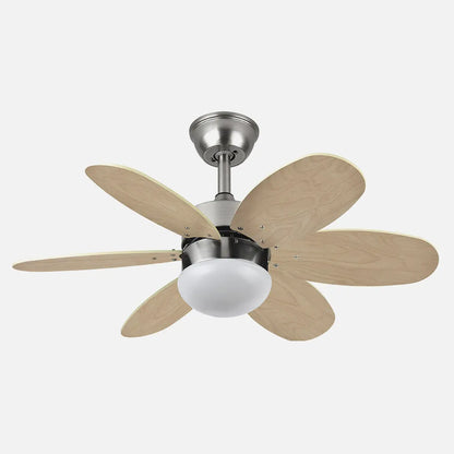 Ventilador Dc Alves 2 bombillas E27 Níquel 6 Aspas Reversibles Haya/plata 41x85 diámetro Control Remoto Y Temporizador