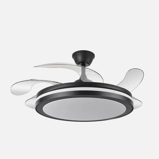 Ventilador de techo retráctil DC Esparta Maxi 80w 10255lm Negro 132d 5 aspas 3000-4000-6000k Control Remoto+temporizador+memoria