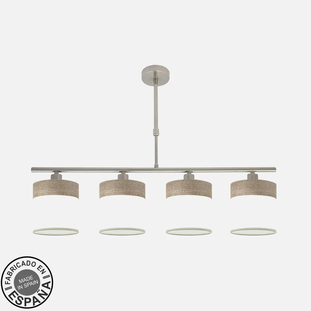 Lampara de techo Cloe 4xe14 Níquel/blanca-madera Gris Regulable x75x14 cm