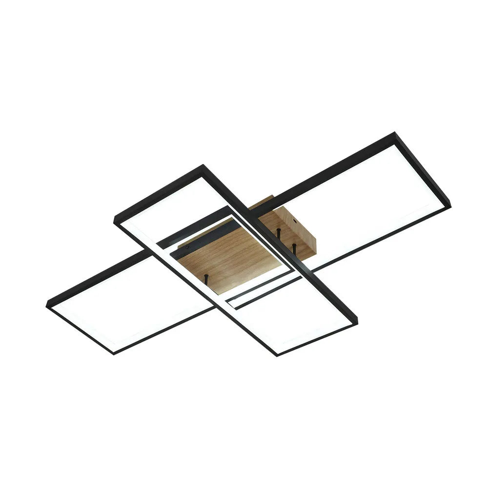 Lámpara Plafón Madaleta 134w 3000-4000-6500k Negro/madera 14740 Lm Control remoto, memoria Y Regulación de intensidad 9,5x79x49,5cm