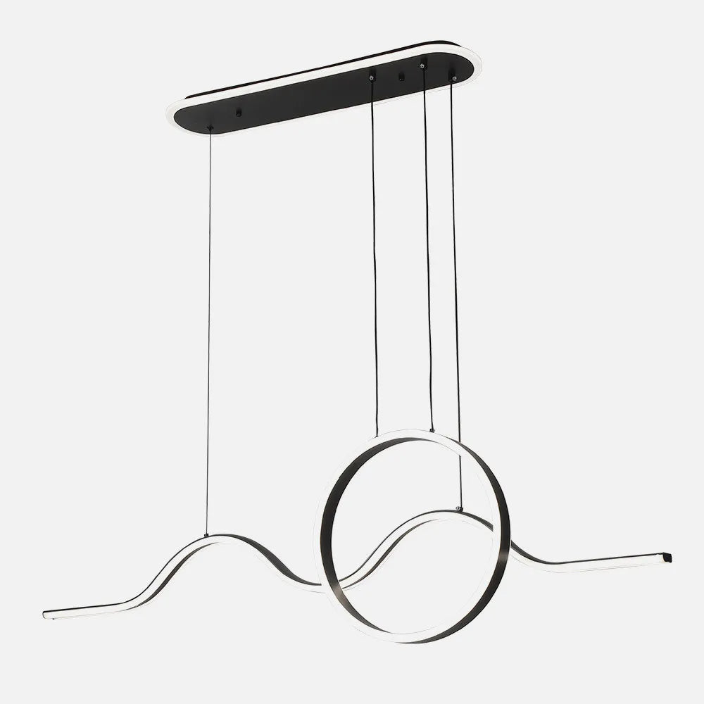 Lámpara Colgante Year Negro 177w 3000-4000-6000k 15756lm C/luz Ambiente Remoto Y Regulación de intensidad Regx120x15cm