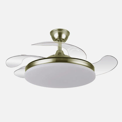 Ventilador retráctil DC Tridente 59w Cuero 4 aspas 107d 6980lm Regulación de intensidad Remoto+temporizador+memoria 3000-4000-6000k