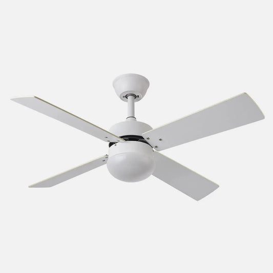 Ventilador de techo DC Sofia 2xe27 Blanco 4 Aspas Reversibles Blanca/haya 40x107 de diámetro, Control remoto Temporizador