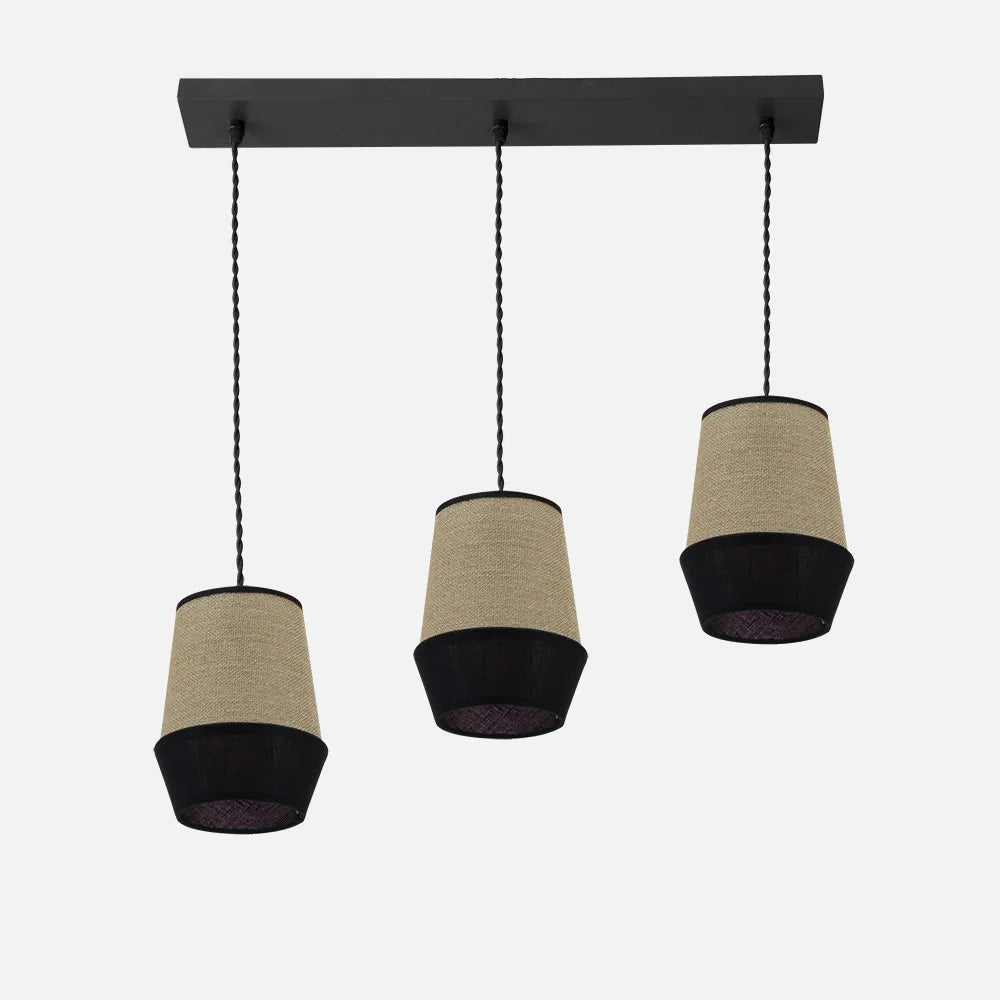 Lámpara de techo Regleta Campana 3xe27 Saco/negro Regulable x66x12 Cm