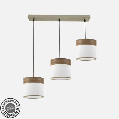 Lámpara de techo Regleta Cloe 3xe27 Cuero/blanca-madera Oscura Regulable x60x16 cm