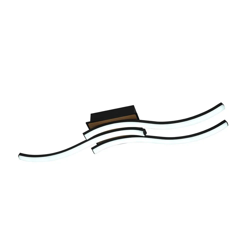 Lámpara Plafón Murray 48w 3000-4000-6500k Negro/madera 5280lm Control remoto, memoria Y Regulación de intensidad 9,5x62x11cm