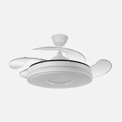 Ventilador de techo retráctil DC Dani 59w 6980lm Blanco 4 aspas 6 velocidades 106d 3000-4200-6500k Remoto+Regulación de Intensidad+memoria+temporizador 24
