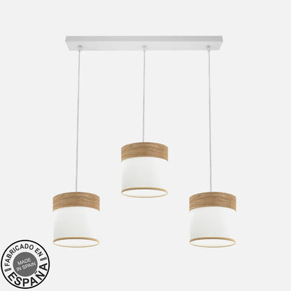 Lámpara de techo Regleta Cloe 3xe27 Blanco/blanca-madera Clara Regulable x60x16 cm