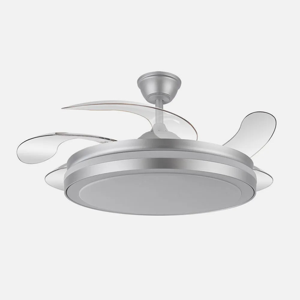 Ventilador de techo retráctil DC Esparta Maxi 80w 10255lm Plata 132d 5 aspas 3000-4000-6000k Control Remoto+temporizador+memoria