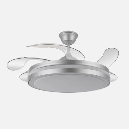 Ventilador de techo retráctil DC Esparta Maxi 80w 10255lm Plata 132d 5 aspas 3000-4000-6000k Control Remoto+temporizador+memoria