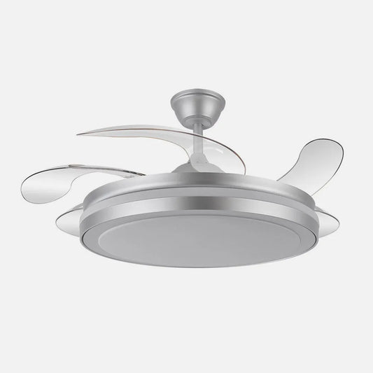 Ventilador de techo retráctil DC Esparta Maxi 80w 10255lm Plata 132d 5 aspas 3000-4000-6000k Control Remoto+temporizador+memoria