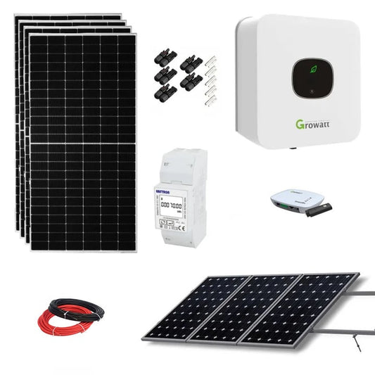 Kit Solar Residencial Híbrido 8 Paneles 4200W 22kWh/día Growatt