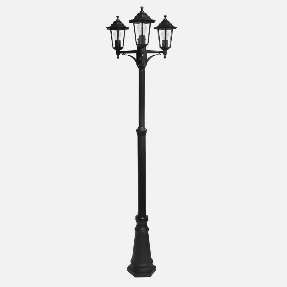 Farola Exterior Aluminio Auriga 3xe27 Negro Ip44 220x62x62 Cm Regulable En Altura