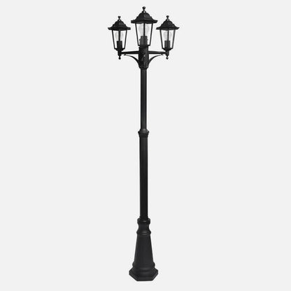 Farola Exterior Aluminio Auriga 3xe27 Negro Ip44 220x62x62 Cm Regulable En Altura