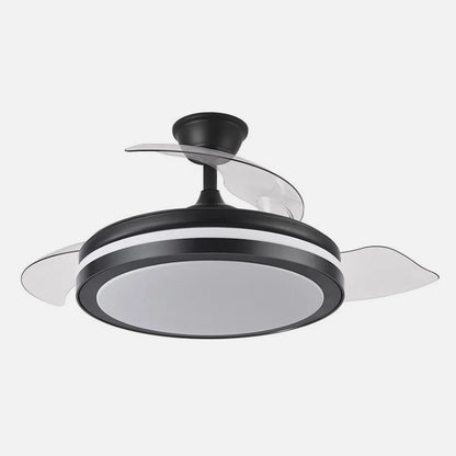 Ventilador de techo retráctil DC Esparta Plus 59w 6980lm Negro 107d 3aspas 3000-4000-6000k Control Remoto+ Temporizador+ Memoria