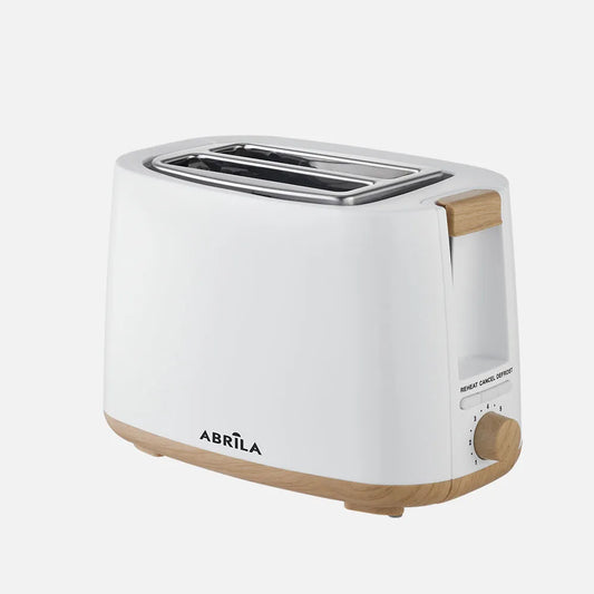 Abrila Tostador Pan Ulla 750w Blanco/haya con 7 niveles de tostado, descongelación, Apagado Automático, 2ranuras, recogemigas, 17x26,5x15cm