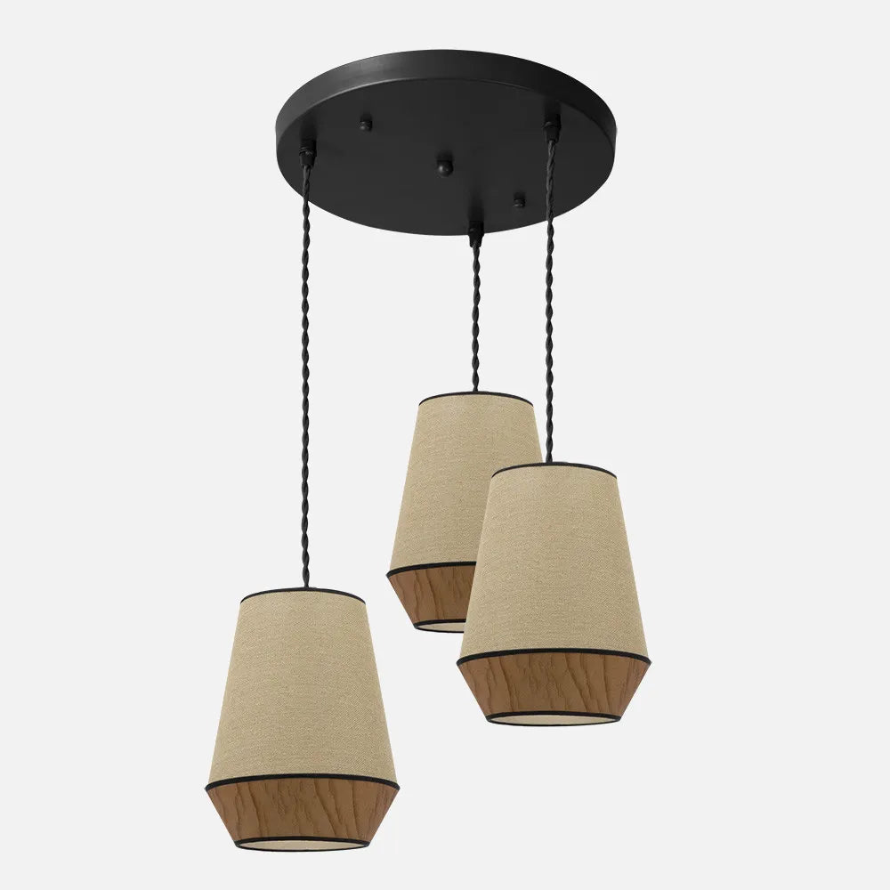 Lámpara de techo Plafón Campana 3xe27 Saco/marrón Regulable x36x36 Cm