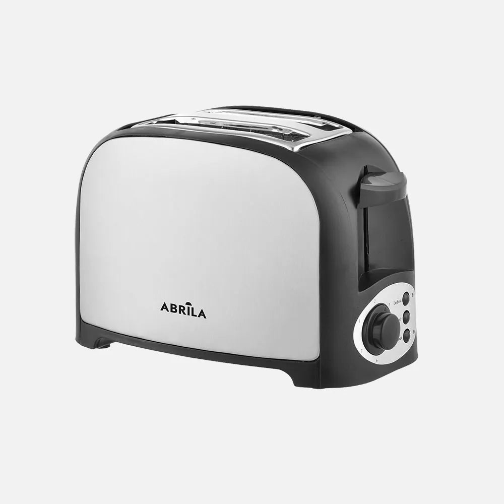 Abrila Tostador Pan Riaza 750w Negro/plata con 7 niveles de tostado, Apagado automático 2 ranuras, descongelación, función para recalentar. 17x26x15cm