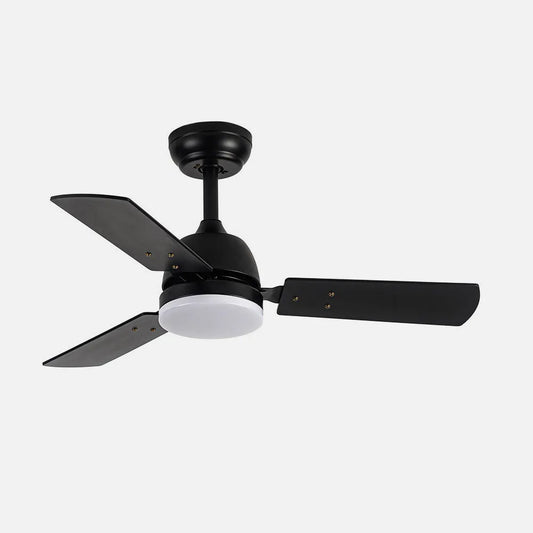 Ventilador de techo DC Pórtico 20w Negro 3 aspas Negro/gris 6 velocidades 3000k,4000k,6500k 2350lm, Control Remoto, Memoria Y Temporizador