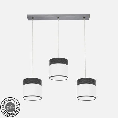 Lámpara de techo Regleta Cloe 3xe27 Cromo/blanca-madera Negra Regulable x60x16 cm