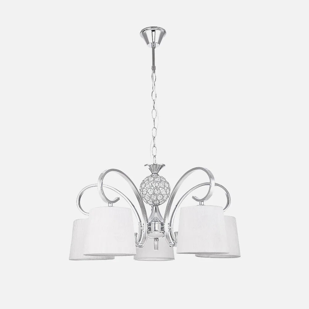 Lampara Bogota 5xe14 Cromo Pantalla Blanca Regx57x57 Cm