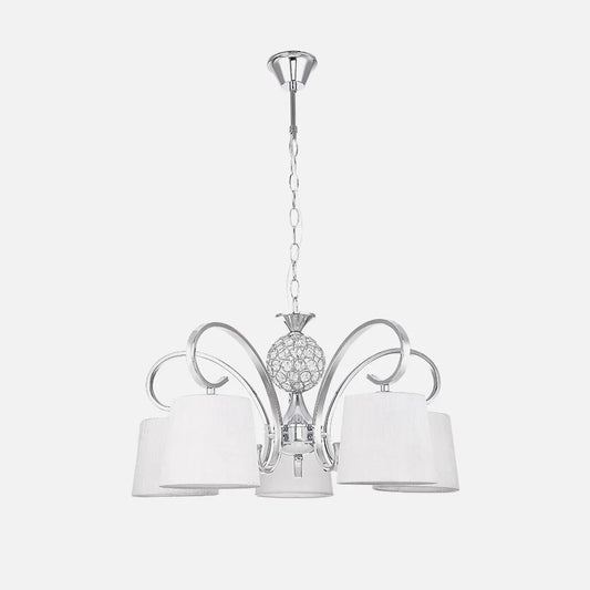 Lampara Bogota 5xe14 Cromo Pantalla Blanca Regx57x57 Cm