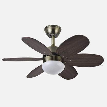 Ventilador de techo Dc Alves 2xe27 Cuero 6 Aspas Reversibles Cerezo/nogal 41x85 diámetro Control Remoto Y Temporizador
