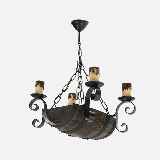 Lampara  Colgante 4xe27 Barril Negro/marrón Regulable x42x32 Cm
