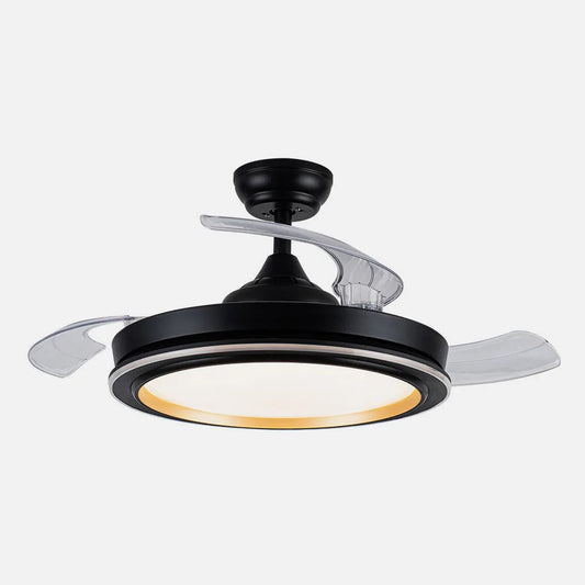 Ventilador de techo retráctil DC Picolo 72w 6226lm Negro/oro 3 Aspas 106d 3000-4000-6500k Remoto, Memoria