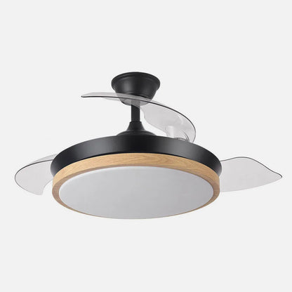Ventilador de techo retráctil DC Evros Negro/hay 59w 6980lm 91d 3aspas 3000-4000-6000k Remoto, Regulable Intensidad, Temporizador, Memoria