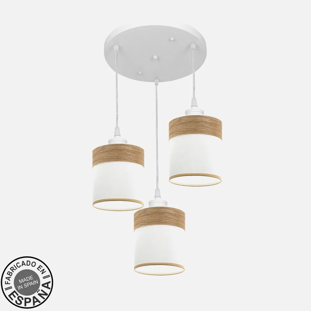 Lámpara de techo Plafón Cloe 3xe27 Blanco/blanca-madera Clara Regulable x42x42 cm