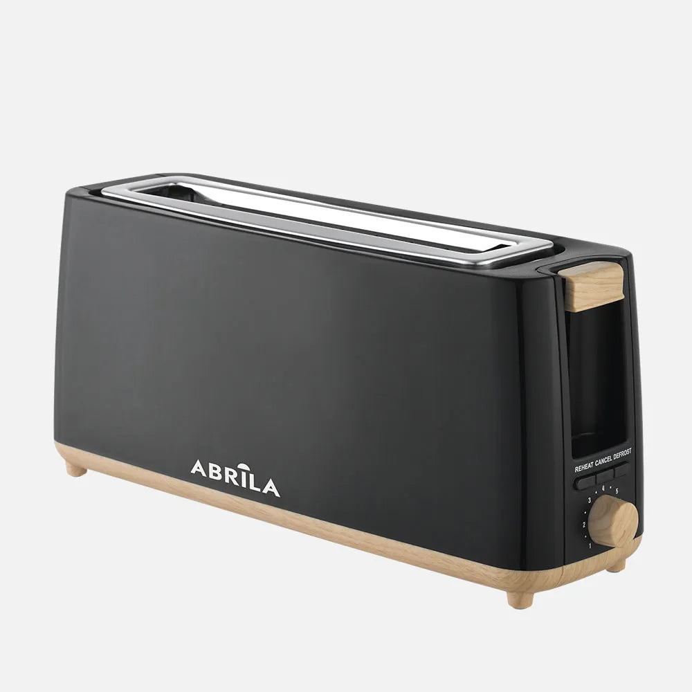 Abrila Tostador Pan Yeltes 900w Negro/haya con 7 niveles de tostado. descongelación, apagado automático. 1 ranura. recogemigas. 17x38x115cm