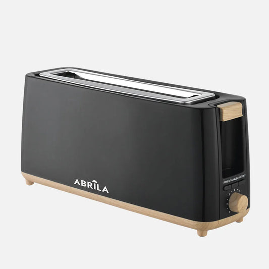 Abrila Tostador Pan Yeltes 900w Negro/haya con 7 niveles de tostado. descongelación, apagado automático. 1 ranura. recogemigas. 17x38x115cm