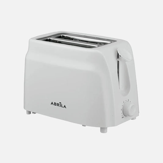 Abrila Tostador Pan Cofio 750w Blanco con 7 niveles de tostado, 2 ranuras, Apagado automático, bandeja Recogemigas. 16x24x14cm