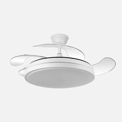 Ventilador retráctil DC Escorpion 59w Blanco 4 aspas desplegables 107d Regulación de intensidad 6980lm 3000-4000-6000k Remoto+ Temporizador+ Memoria