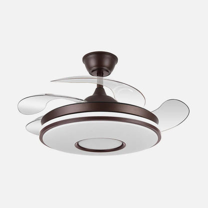 Ventilador de techo retráctil DC Dani 59w 6980lm Marrón 4 Aspas desplegadas 106d 3000-4200-6500k Remoto, Regulación de intensidad, Memoria Y Temporizador