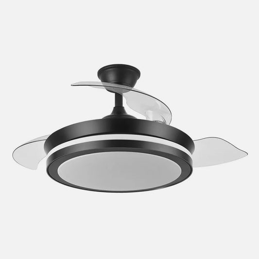 Ventilador de techo retráctil DC Esparta Negro Mini 59w 6980lm 91d 3 aspas 3000-4000-6000k Remoto+temporizador+memoria
