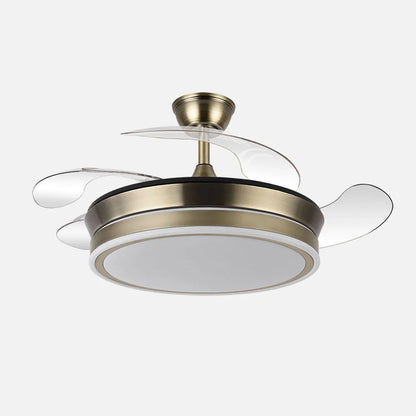 Ventilador de techo retráctil DC Bayomo Cuero 59w 6980lm 91d 4 aspas desplegables 3000-4000-6000k Remoto, Regulable Intensidad, Temporizador, Memoria