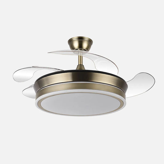 Ventilador de techo retráctil DC Bayomo Cuero 59w 6980lm 91d 4 aspas desplegables 3000-4000-6000k Remoto, Regulable Intensidad, Temporizador, Memoria